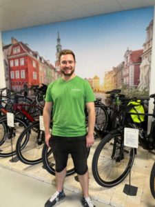 Simon aus dem Cargobike-Zentrum Aarau-Ost